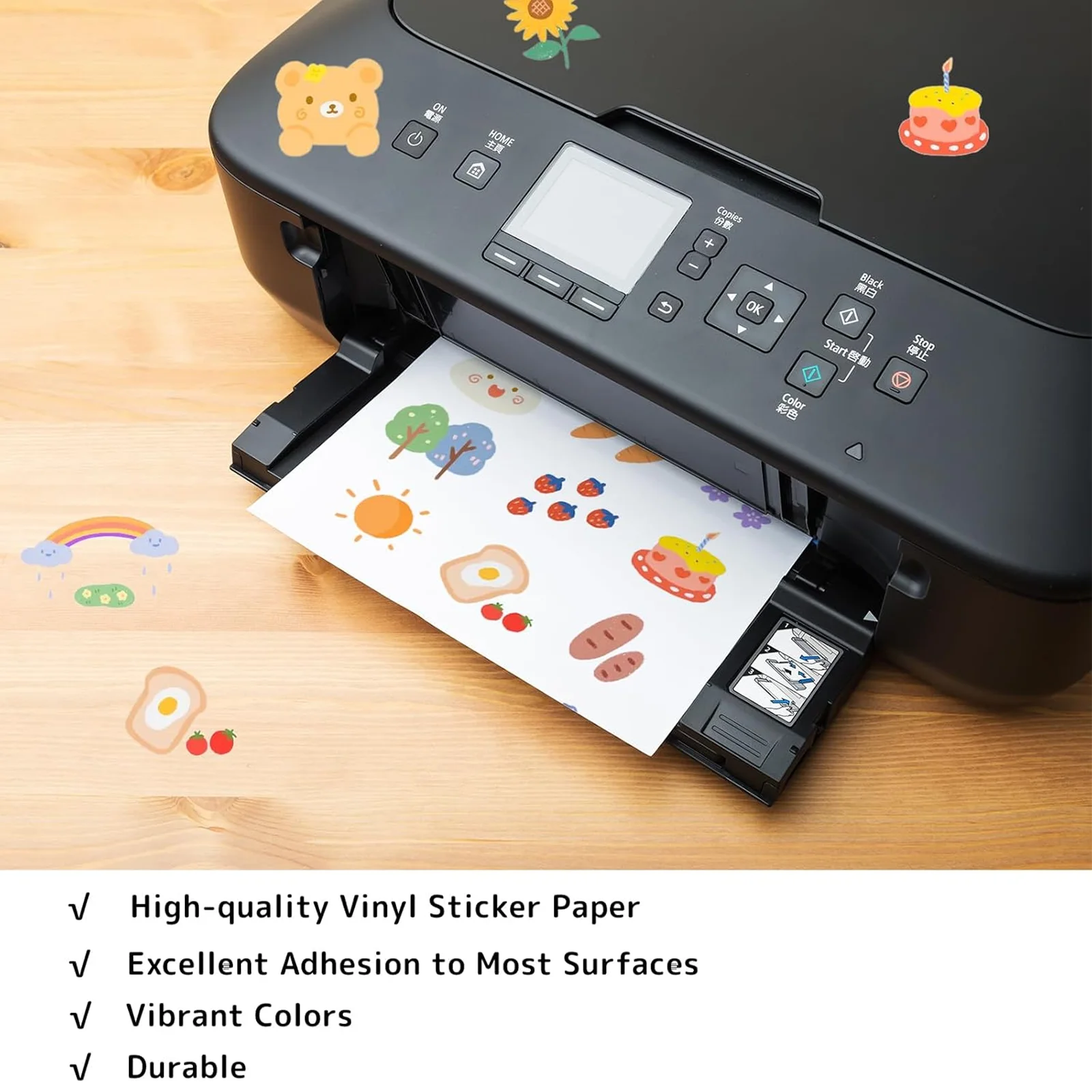 20 Sheets 8.5×11" Printable Vinyl Sticker Paper DIY Glossy White/Matte White/Clear Label Sticker for Inkjet Printer Letter Size