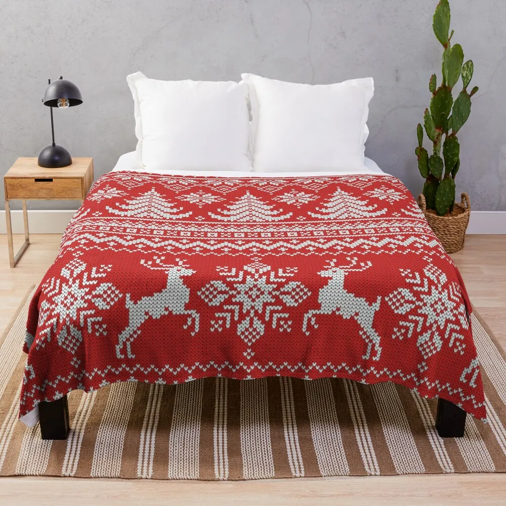 

Red Christmas Knit Throw Blanket Furrys bed plaid Plush Polar Luxury Brand Blankets