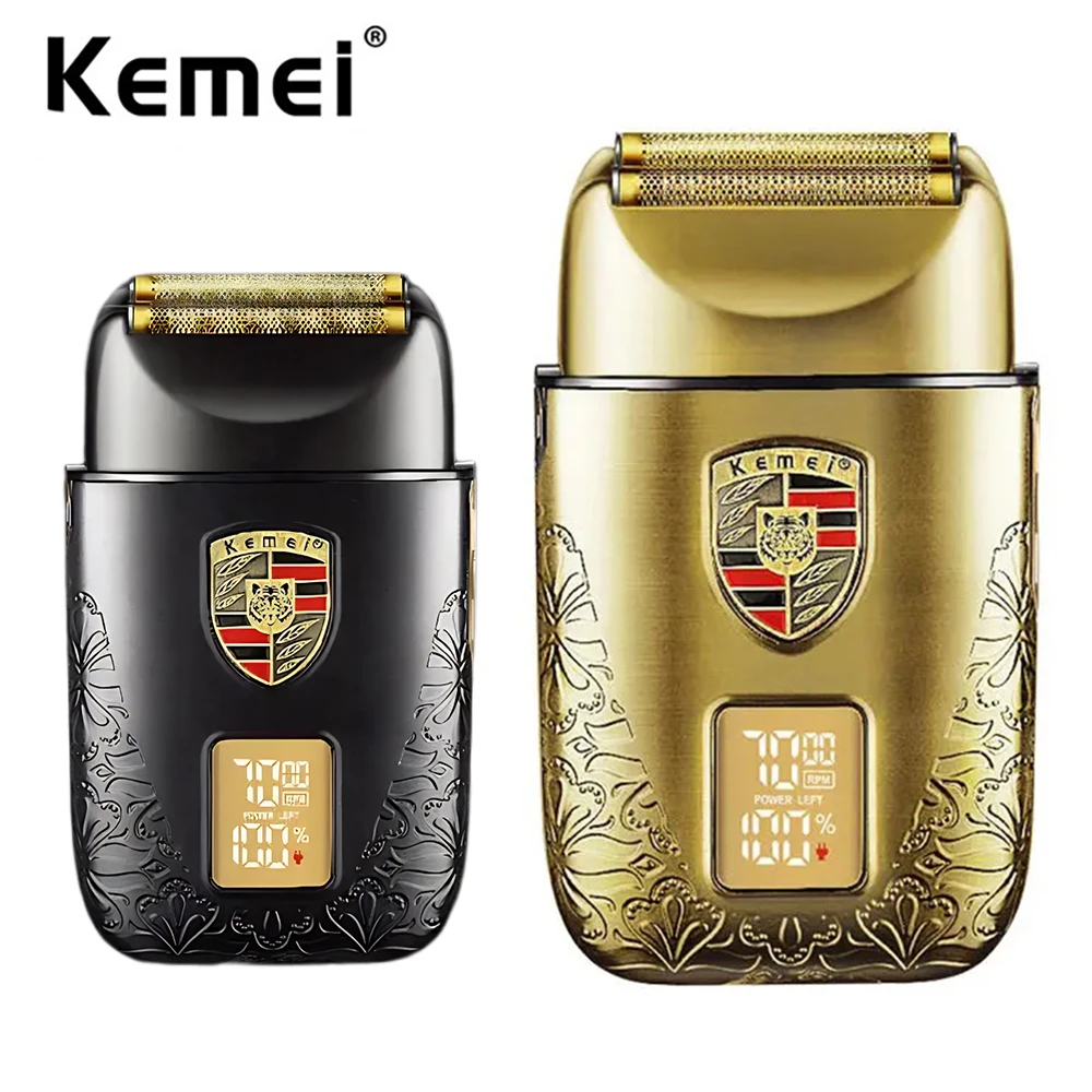kemeiフェイスケア多機能強力バリカン充電式コードレスフォイルシェーバーメンズツインブレード往復式ひげ剃り