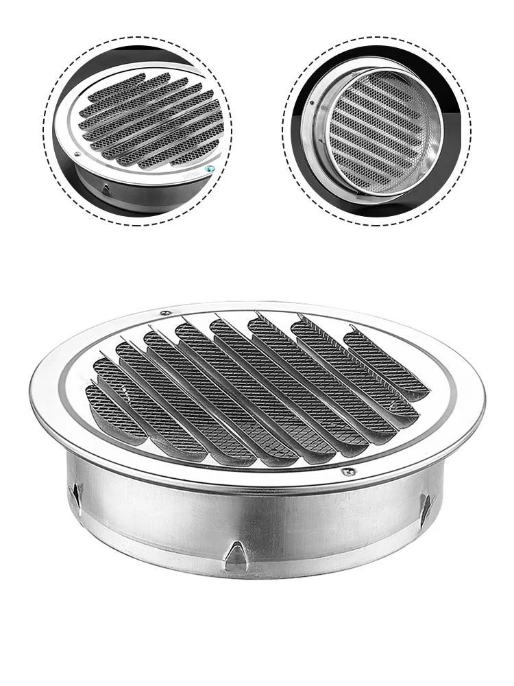 

Circle Air Vent Grill Cover 150mm-300mm Round Stainless Steel Vent Grille Exterior Wall Duct Ventilation Tool For Residential