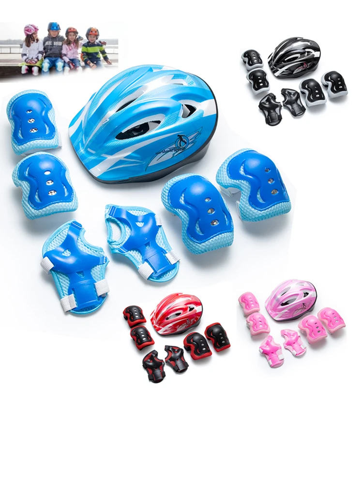 AliExpress WEUPFLY 7 Pcs Kids Protective Gear Set, Roller Skating Helmet & Pads for Kids, Bicycle Scooter Safety Gear with Knee Elbow Wrist Guards