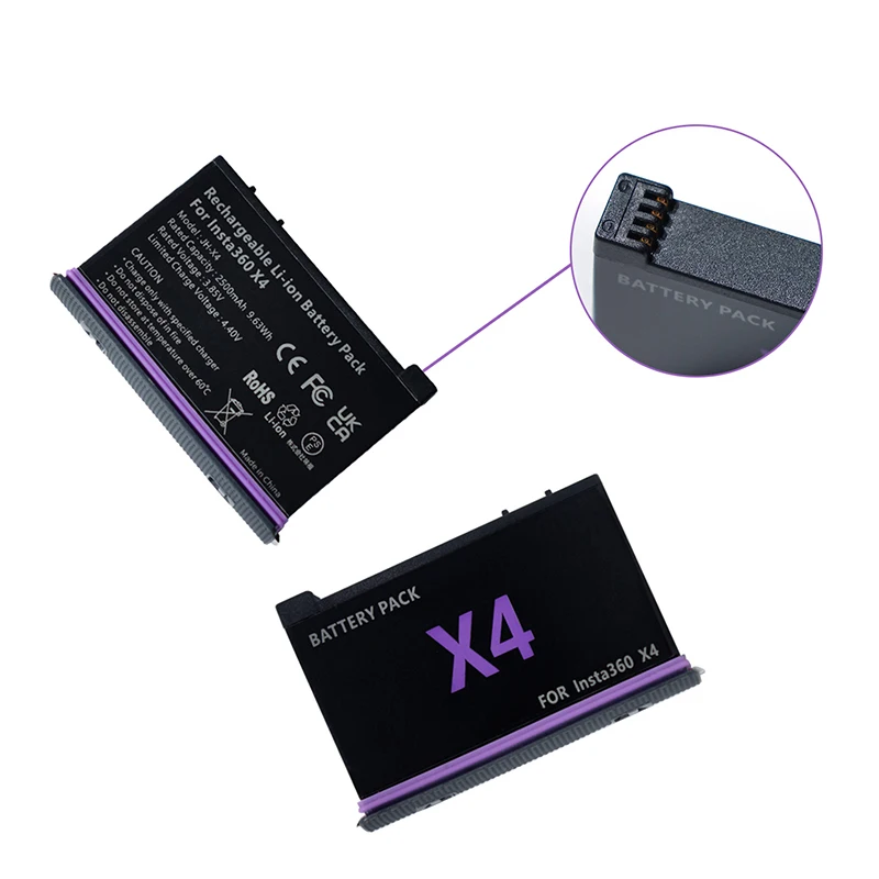 Аккумулятор для Insta360 X4, зарядное устройство, быстрая зарядка, 2500 мАч, высокая емкость для Insta 360 ONE X 4, аксессуары для аккумуляторов