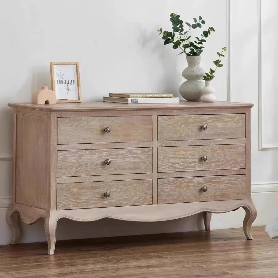 #R/H Yellow Cave Stone Rosewood Modern Farmhouse 6-Drawer Chest Slide Rail Dust-proof Customizable Warehouse Storage Cabinet