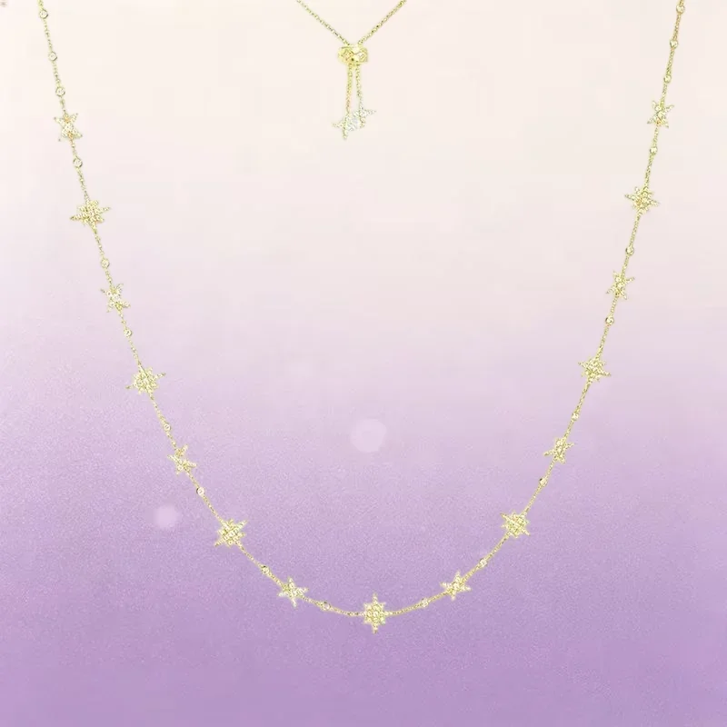 ZPFF S925 Sterling Silver Gold Meteor Star Earrings Bracelet Adjustable Necklace Noble Fashion Versatile Women Classics Jewelry - view 4