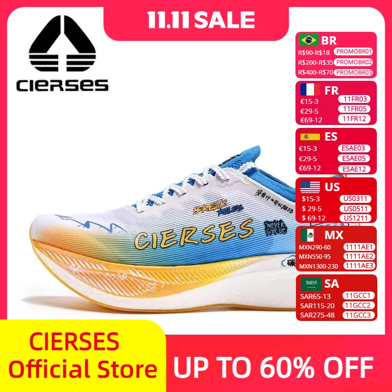 

CIERSES Мужские кроссовки для марафонского бега из углеродного волокна, профессиональные дорожные кроссовки со стабильной поддержкой, амортизирующие кроссовки Rebbound