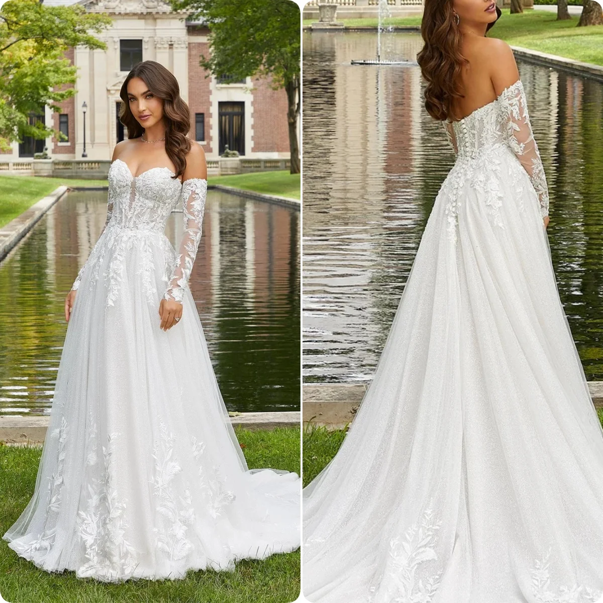 

Custom Elegant Appliquéd Boho Wedding Dress 2025 Graceful Tulle Bride Gown Sleeveless Bride Robe Vestidos De Novia