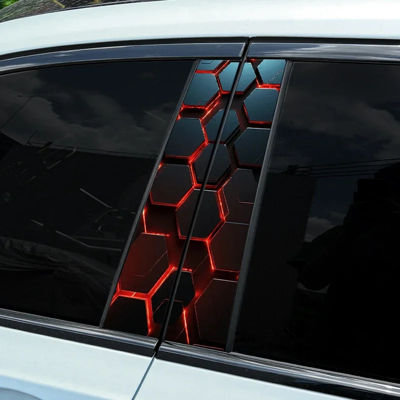 Honeycomb Universal Car Stickers, Auto Pilar B, Decoração impermeável, DIY Car Doors Pillar, Reajuste de protetor solar, Decalques Car Styling, 1Pc