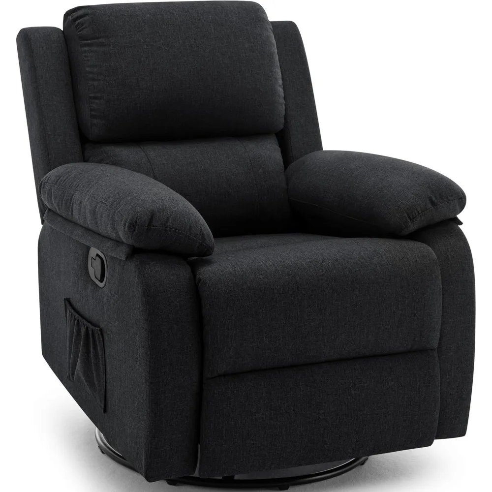 Recliner Chair, 360 Swivel Rocker Chair for Adults, Small Rocking Recliner Chair for Small Spaces, Upholstered Fabric Glider Rec