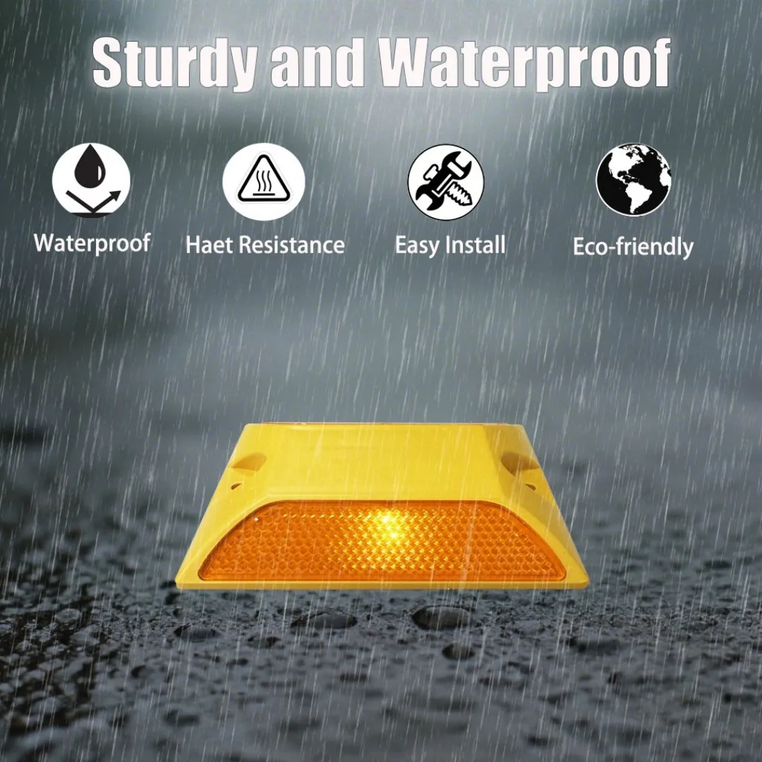 Road Reflectors 10pcs Yellow Reflector Reflective Deceleration Plate Buffer Safety Supplies Studs Roadway Security Protection