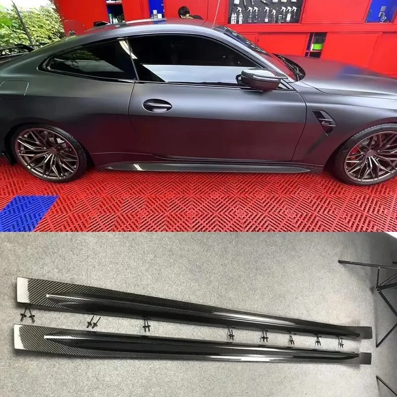 

For BMW G80 M3 G82 M4 Add on Dry Carbon Fiber Side Skirts Spoiler Car Body Kit 2021