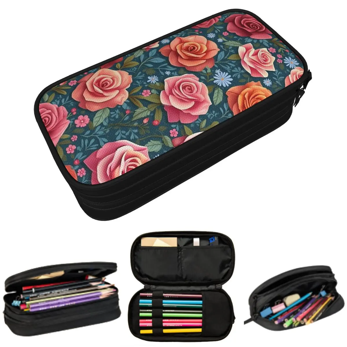 

Floral Bloom Rose Garden Design Pencil Case for Boy Girl Gifts Pen Box Pencil Bag Stationery Supplies Pen Holder Bag