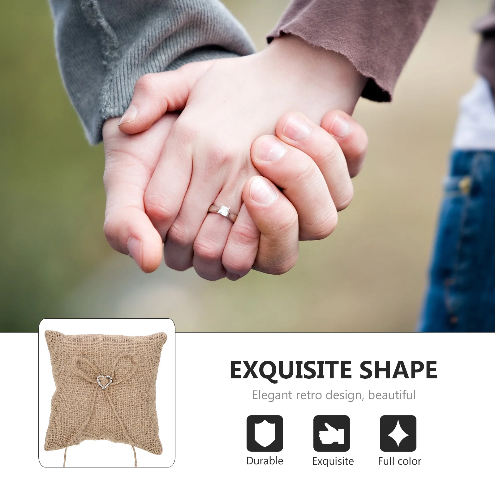 

1Pcs Romantic Ring Pillow Elegant Lace Ring Holder Wedding Decoration Prop Safe Mild Cloth Material Wedding Supply