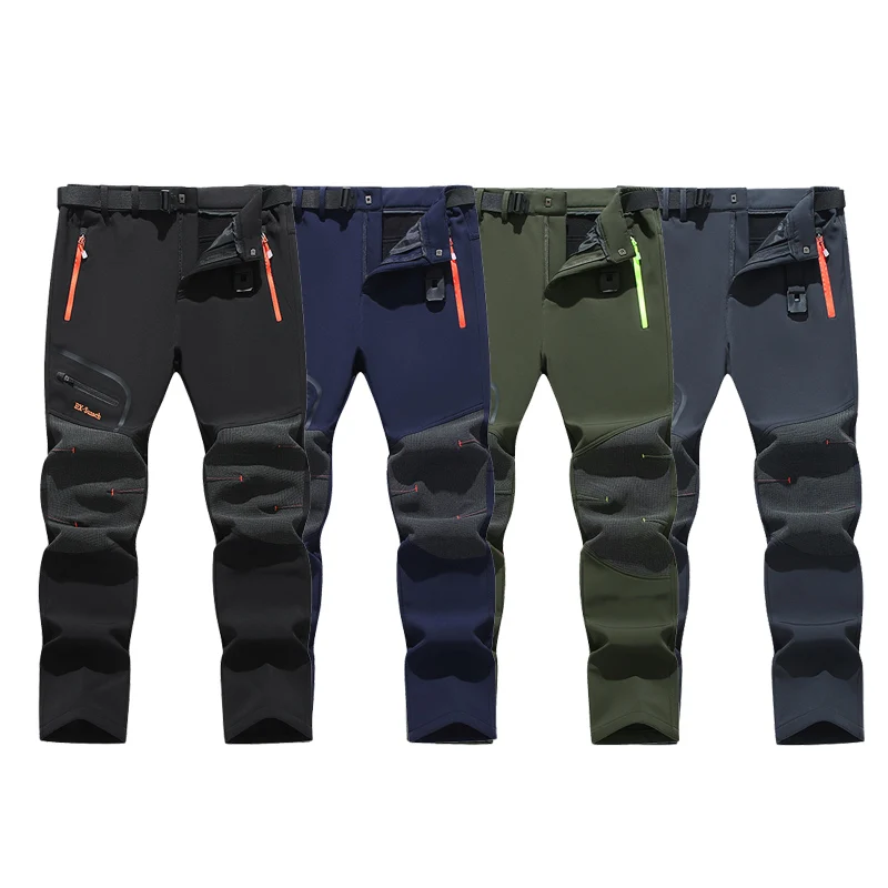 

Autumn And Winter Men's Plush Camping Hiking Pants, Stretch Tactical Workwear Pants, Outdoor Sports Hunting Travel Overalls