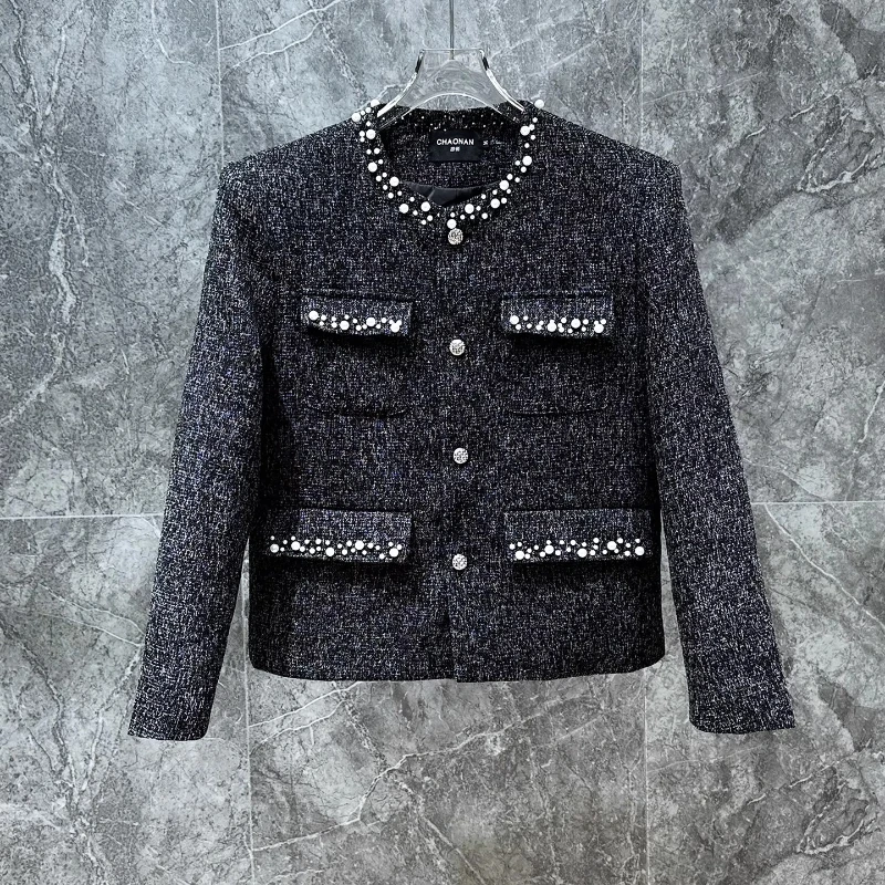 Mode coréenne lâche perle beau polyvalent Chic veste courte personnalisé hommes printemps automne rétro couleur unie loisirs manteau