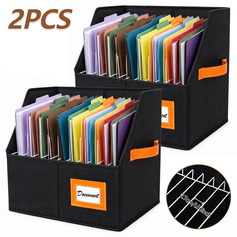 2Pcs Desktop File Organizer Bin Clipboard Holder with Metal Divider Portable File Sorting Basket Teacher Supplies Storage Box