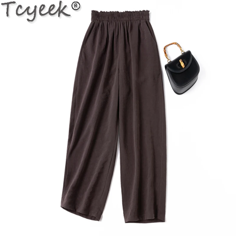 

Tcyeek 76% Mulberry Silk Pants Womans Clothing Fashion Pants for Women 2024 Casual Harem Trousers Ankle-length Pants Streetwear