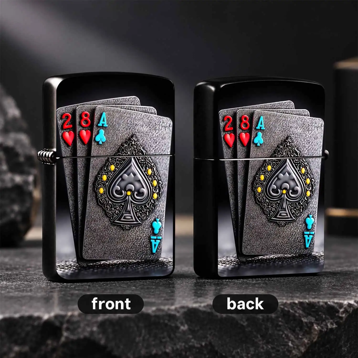 Exquisite Embossed Poker Pattern Portable Lighter, Stylish 28A Card Themed Trendy Accessory, Perfect For Daily Outings, Gatherings, Thoughtful Unique Gift For Friends, Multi-Scenario Compatible High-Grade Delicate Daily Carry Item A Humorou