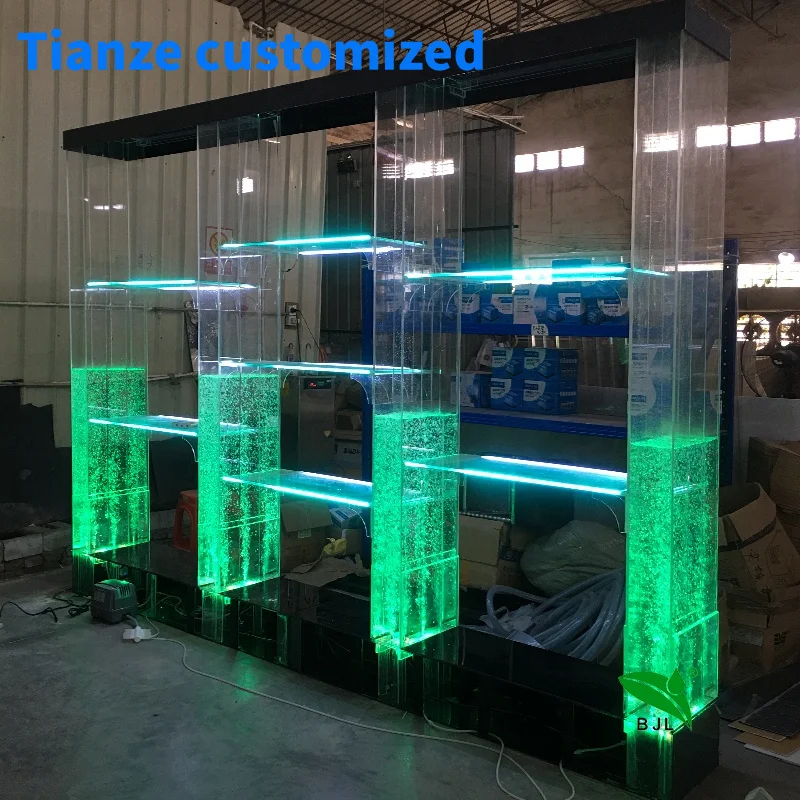 (Customized) living room led acrylic water bubble aquarium bar cabinet display furniture