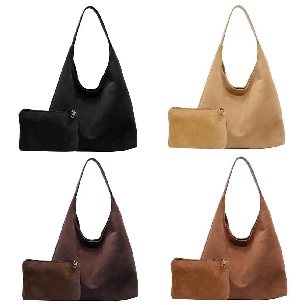 

New Tote bag hand bill of lading shoulder women Hobo bag retro simple Large Capacity Bucket bag with Small Pouch for Work Travel