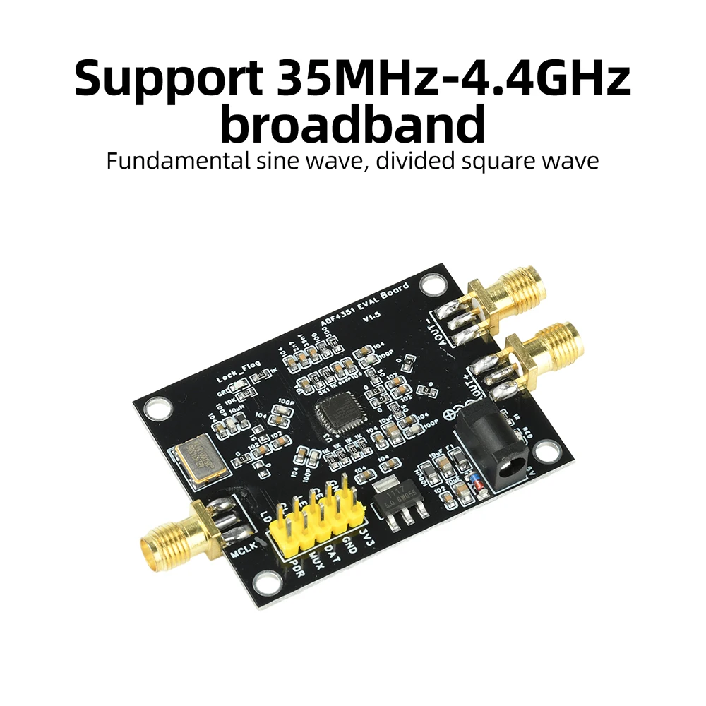 ADF4351 RF Signal Generator Module 35MHz-4.4GHz Wideband Sine Square Wave Output SPI 3-Wire 3.3V/5V Power Supply For RF R&D