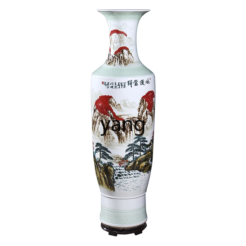 CX Porcelain Floor Large Vase Hand Painted Opportunity Knocks Flower Arrangement Living Room Outdoor Hotel Housewarming