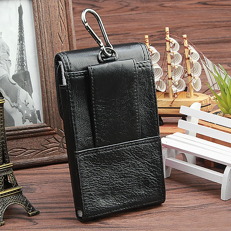 Genuine Real Leather Men Hip Bum Waist Bag Cell/Mobile Phone Case Cover Skin Belt Pocket Small Bags Male Brand Famous Fanny Pack