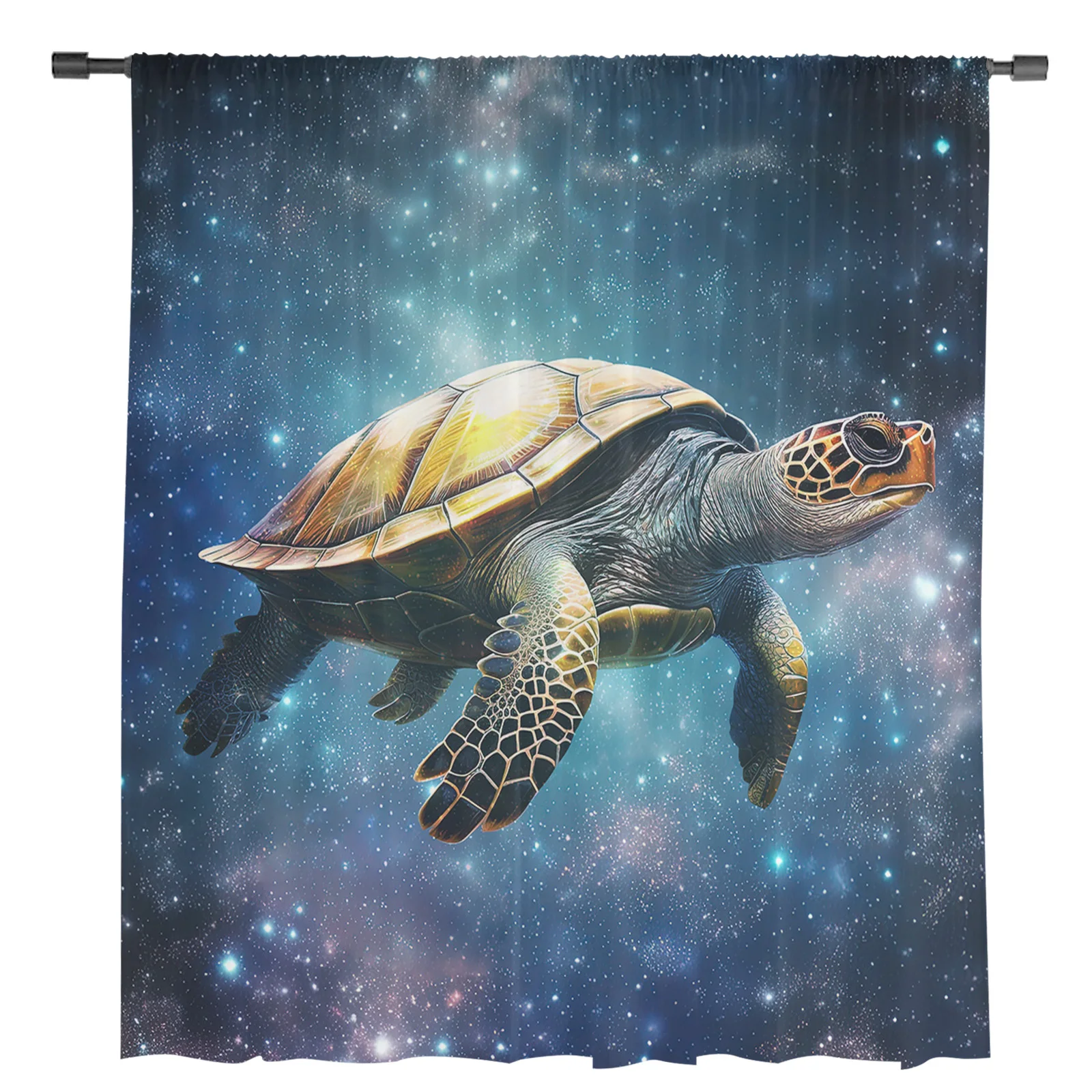 Turtle Stars Milky Way Sheer Voile Curtain for Living Room Bedroom Kitchen Window Transparent Chiffon Tulle Curtain