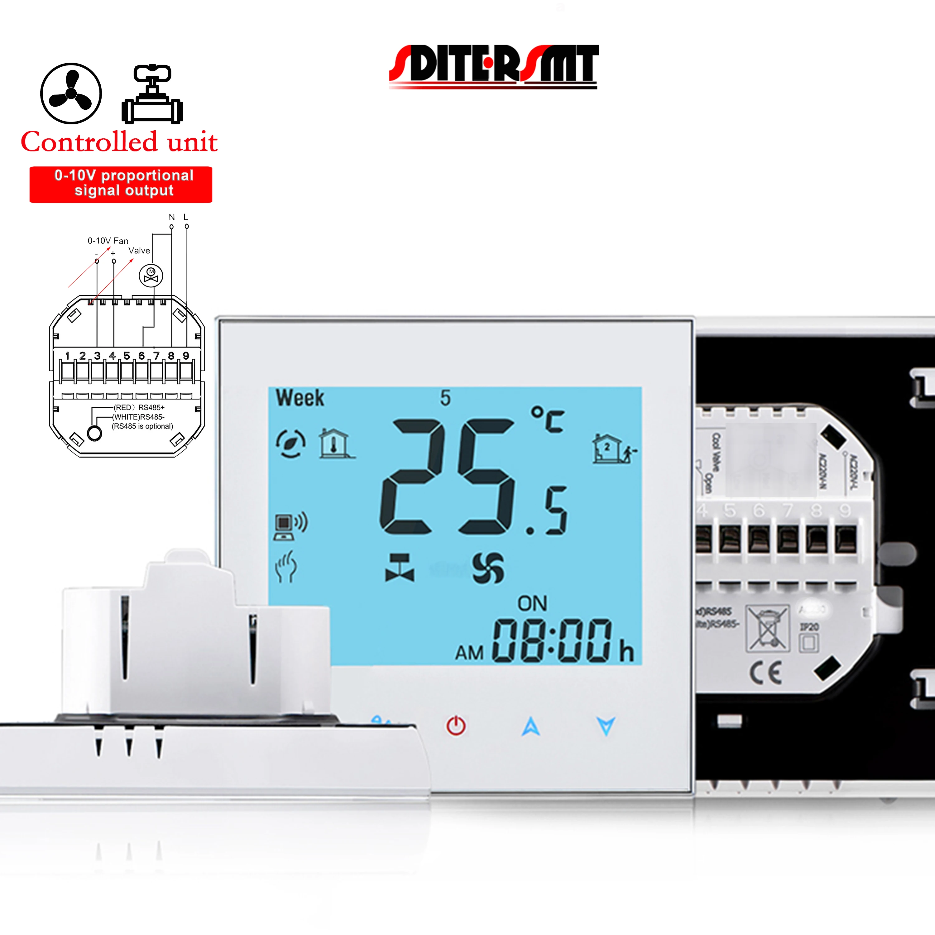 TUYA WIFI/RS485&MODBUS Protocolo Air Conditioner Thermostat Control for Analog  0-10V Fan/Switch NO Work 24V 120V 220V