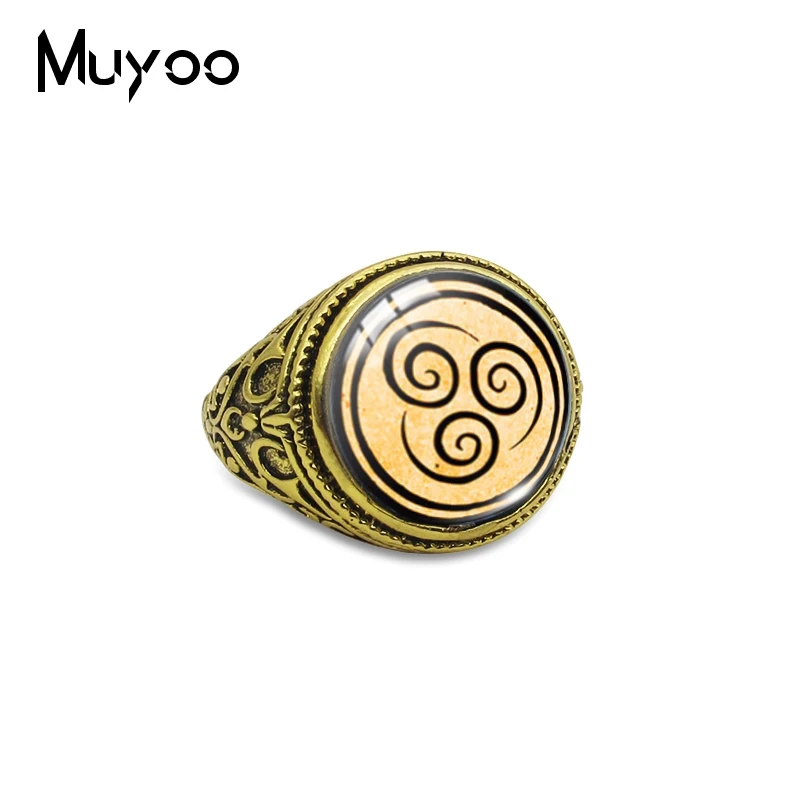 New Fashion Avatar The Last Airbender Antique Rings Kingdom Jewelry Air Nomad Fire And Water Tribe Jewelry Glass Dome Rings