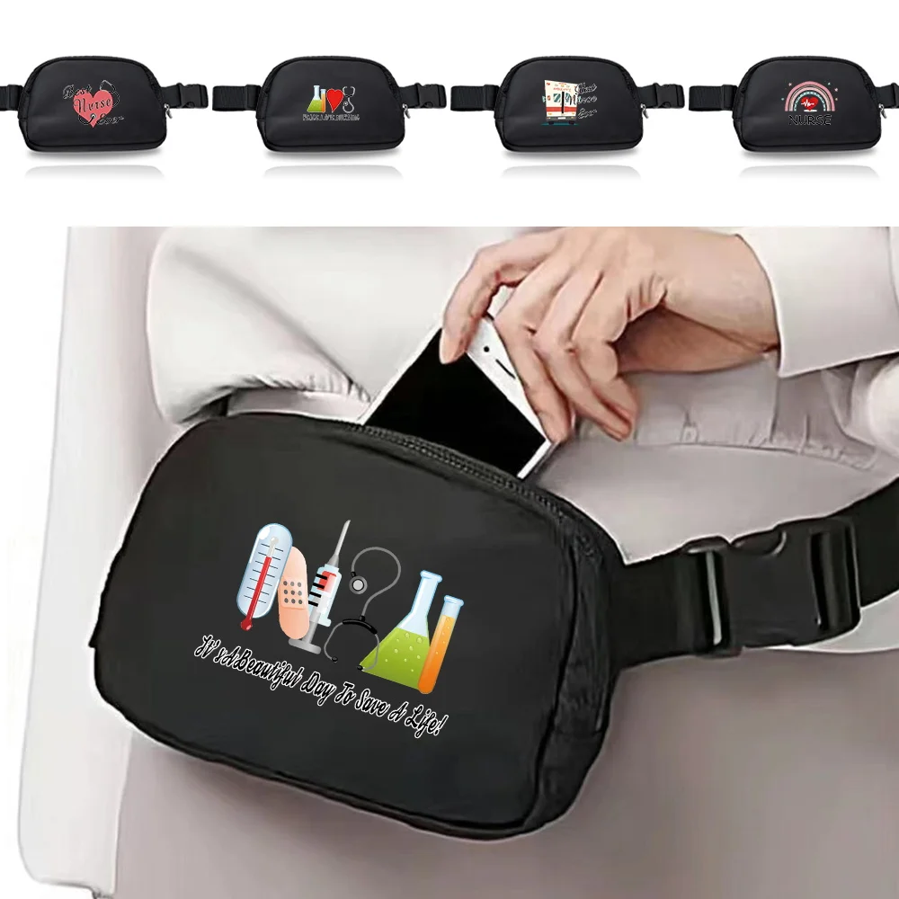 

Fanny Packs Cross Bag for Women Sports Organizer Waist Bag Adjustable Strap Printing Nurse Series Street Trend Chest Bags