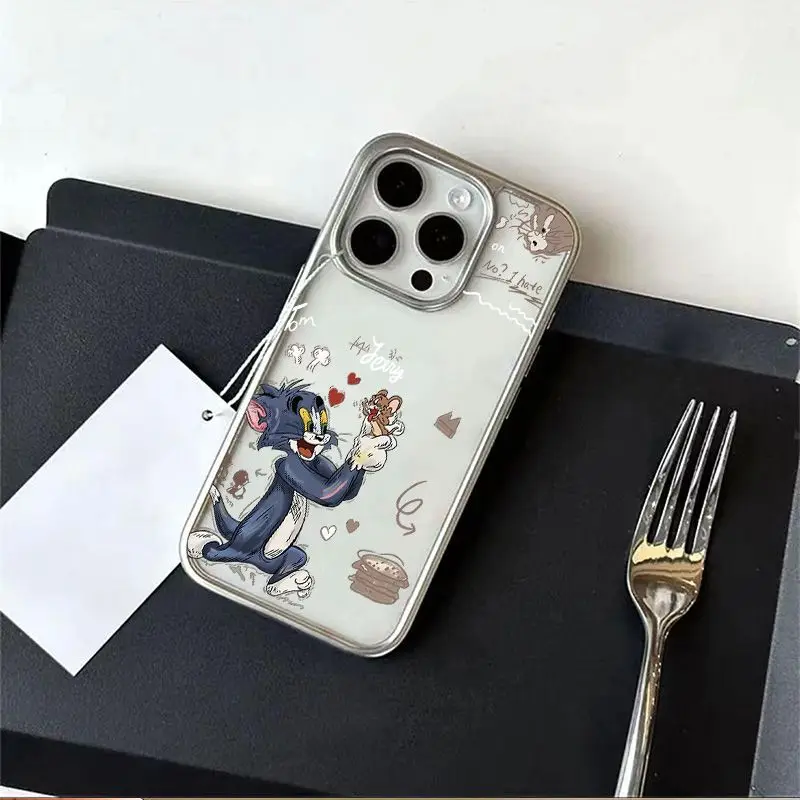 Tom And Jerry Chase Roughhouse Happy Phone Case For iPhone 16 15 14 13 12 11 Pro Max 7 8 Plus XS Max XR Y2K Soft Cute Back Cover