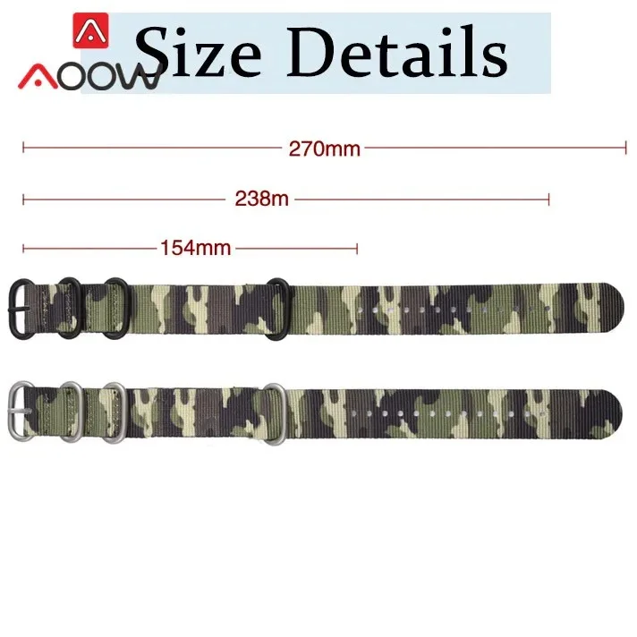 Durable Nylon Strap 20mm 22mm Stainless Steel Ring Buckle Camo Military Men Replacement Bracelet Watch Band Accessories