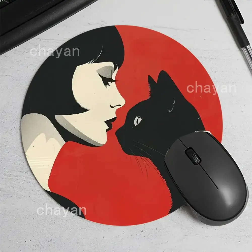 

The Beauty and cat Mouse Pad Laptop Mouse Mat For Home Office Gaming Desk Laptop Accessories Desk Interior desk mat