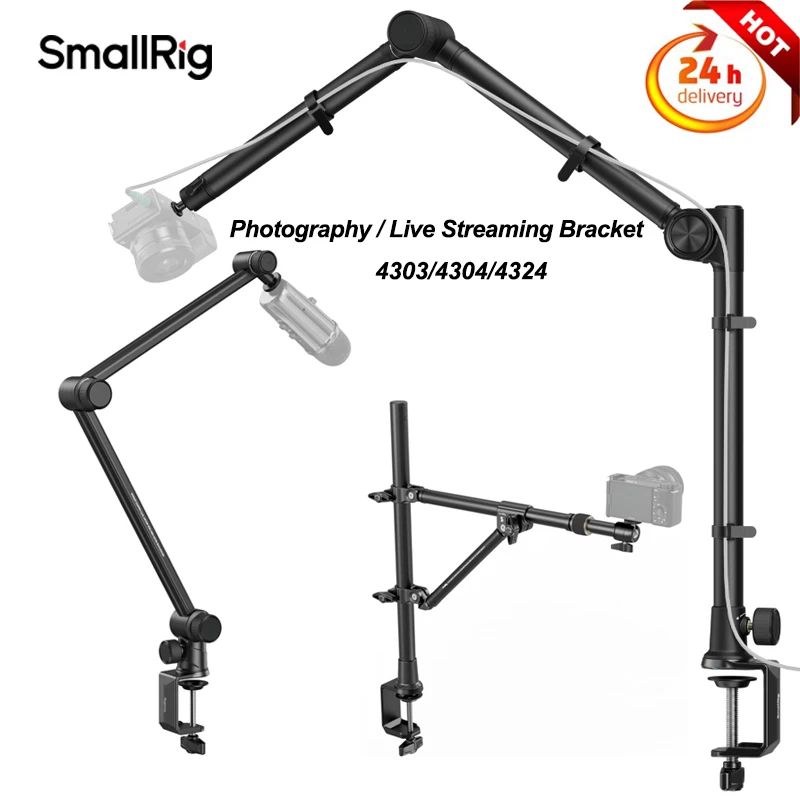 SmallRig Microphone Boom Arm Desk Mount 4303, Desktop Overhead Photography / Live Streaming Bracket 4304/4324