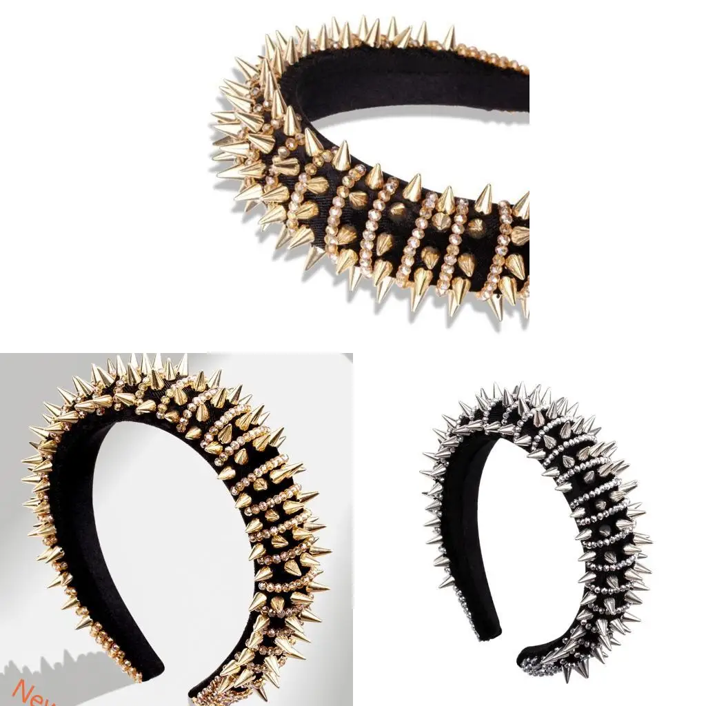 

Punk Hair Band Features Premium Rhinestones Versatiles Wear For Daytime Activity and Nighttimes Celebrations LXAD