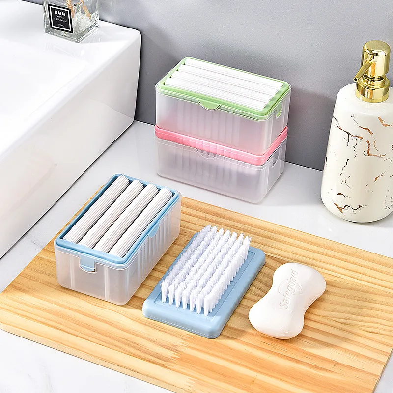 New Roller Type Box Soap Dish Holder Blue Multifunctional Portable Plastic Draining Storage Container Toliet Bathroom Gadgets