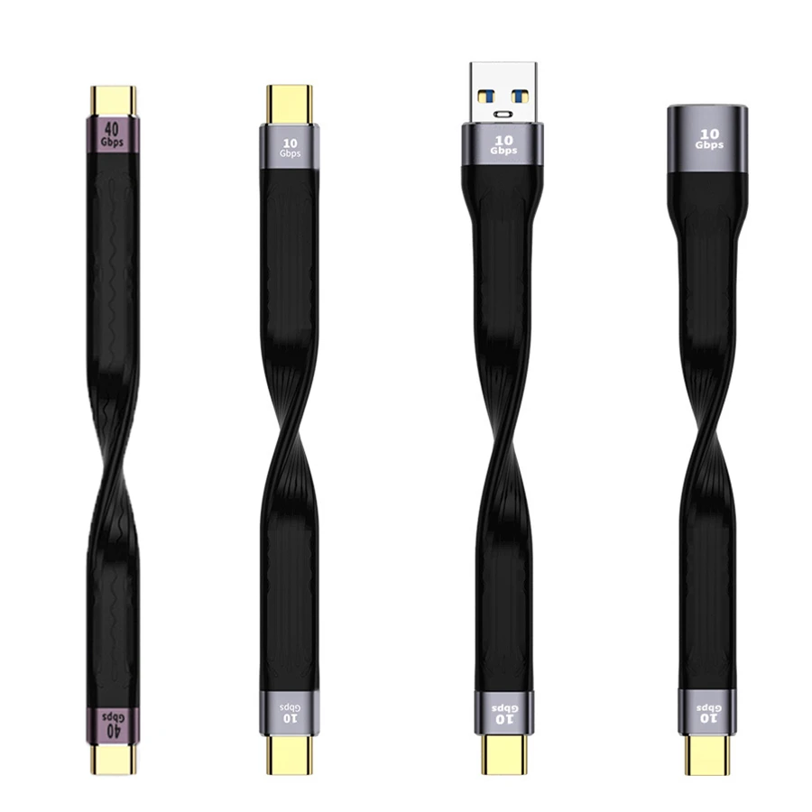 Short USB C Cable USB Type C Male to Male FPC Thunderbolt 4 USB4.0 PD 100W Quick Charge 8K Video 40Gbps for SSD eGpu PowerBank