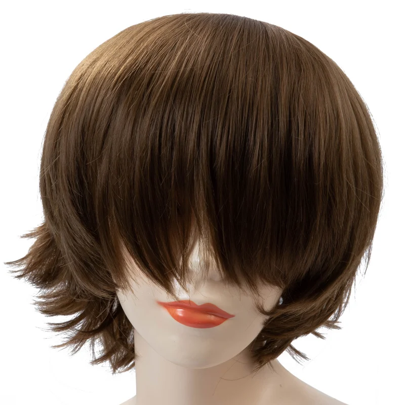 شعر مستعار قصير بقص عابث للحفلات التنكرية المضحكة بشكل واسع، ملحقات أزياء الحفلات، أغطية رأس للمكياج، ملونة للجنسين مضادة للتجعيد