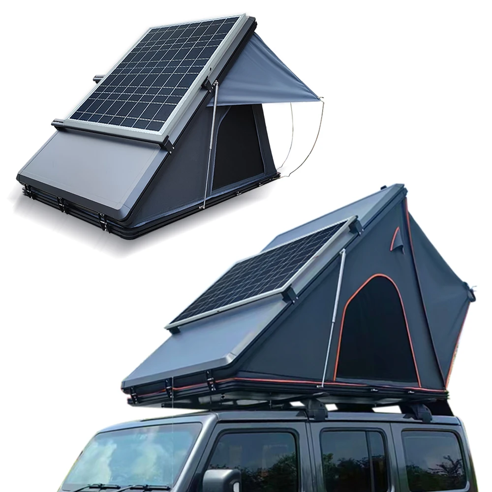 OEM 3-4 Person Triangle RTT Tent 4X4 Aluminum Waterproof Hard Shell Roof Top Tent for Camping