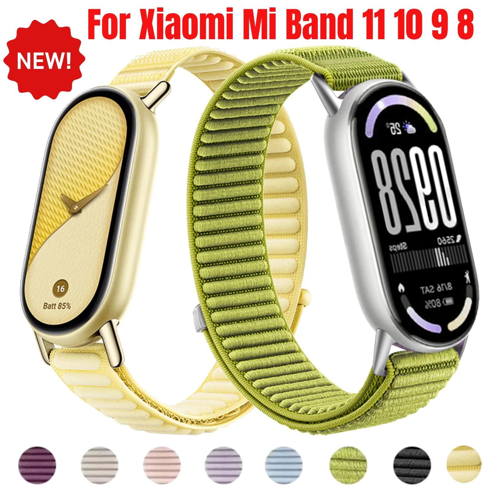 Original Nylon Loop Straps for Xiaomi Mi Band 11 10 9 8 Sports Replacement Correas Bracelet Smart Mi band 10 9 8 NFC Accessories
