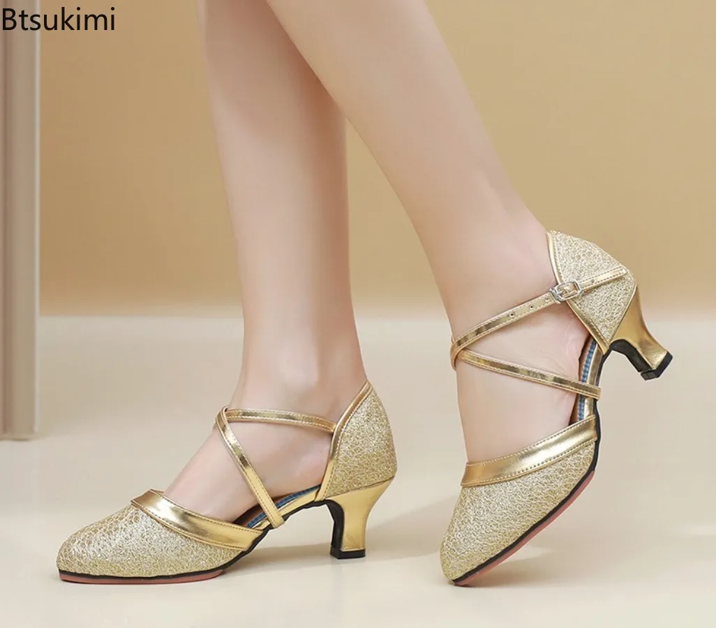 2025New Scarpe da ballo latino Donna Sala da ballo Scarpe da ballo Tango Suole in pelle scamosciata Party Modern Tango Salsa Scarpe da ballo per sandali da donna