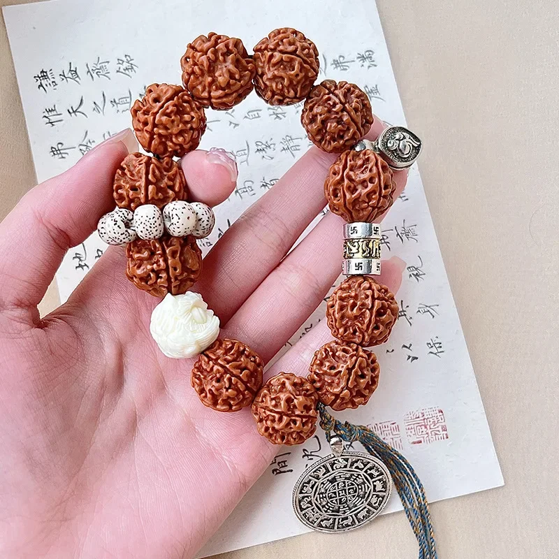 Extra Large Diamond Bodhi Handstring with Red Skin and Explosive Meat Holding Powerful Tassel Buddha Beads Men and Female Bangle