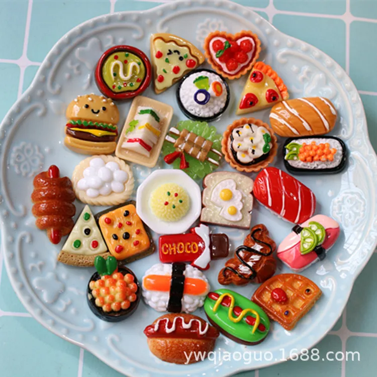 Food Fridge Magnet Fake Sushi, hamburgers, hot dogs, pizza Resin Refrigerator Magnets Cute Mini Magnet Kitchen decor Accessories