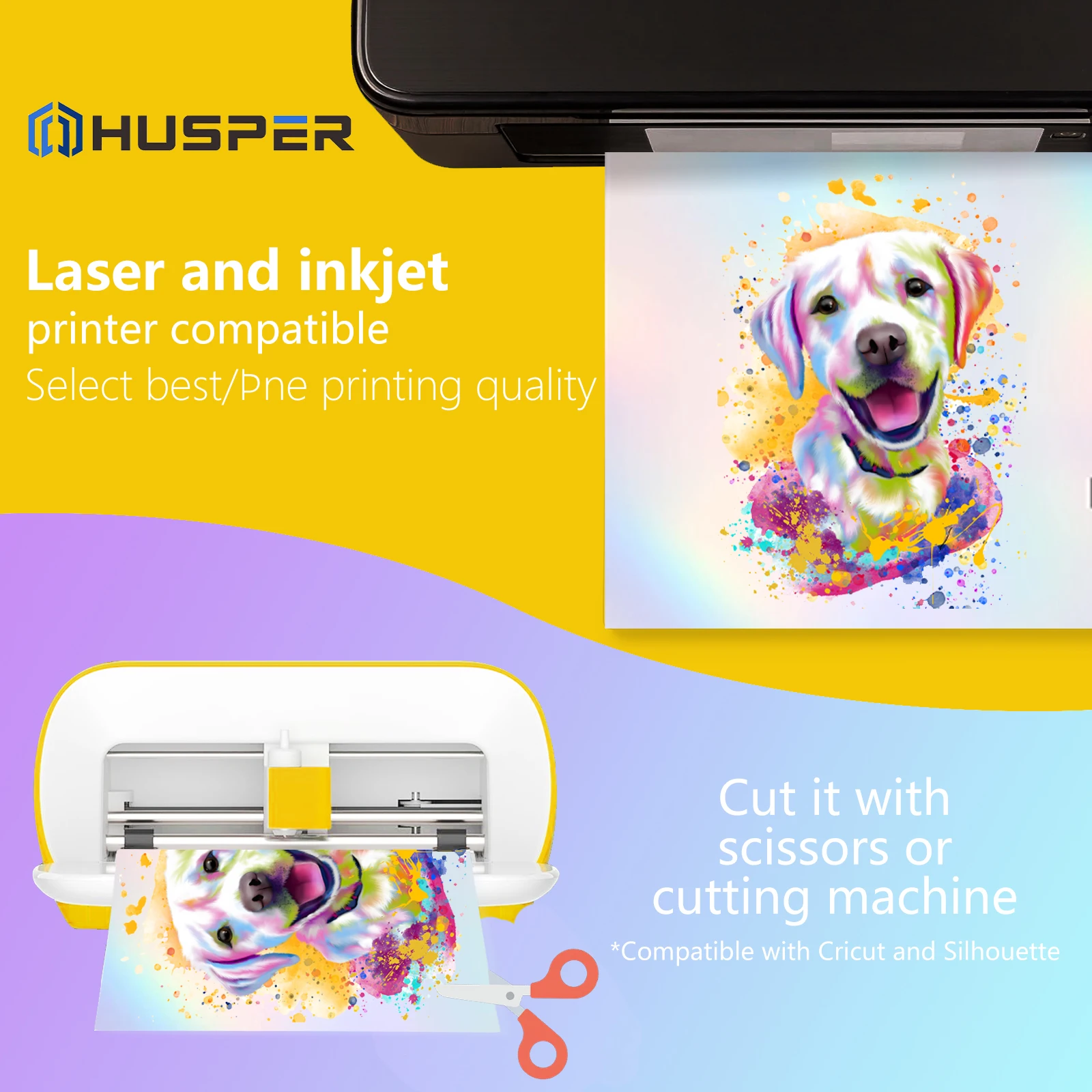 A4 Holographic Printable Vinyl Sticker Paper Waterproof Quick Dry Rainbow Finish for Laser Printers