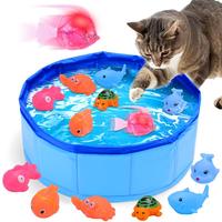 Mity rain Cat Pool Toy with Fish, Water Cat Toys, Portable Cat Pool Toy, Cat Toys for Bored Indoor Cats, Interactiv for Endless