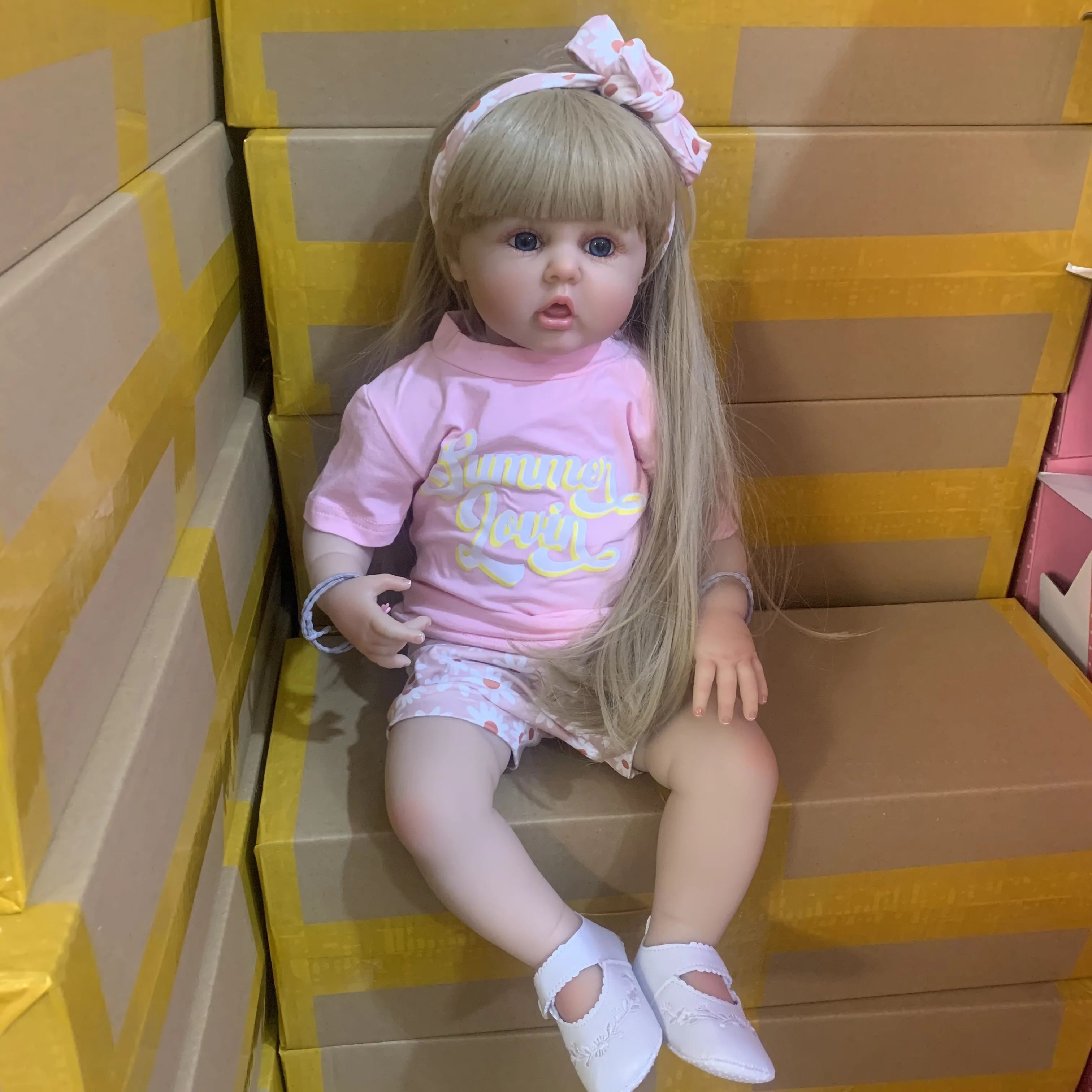 Silicone Reborn Toddler 60cm Doll Toy For Girl Lifelike Vinyl Princess Baby With Cloth Body Bebe Birthday Gift Dress Up Boneca