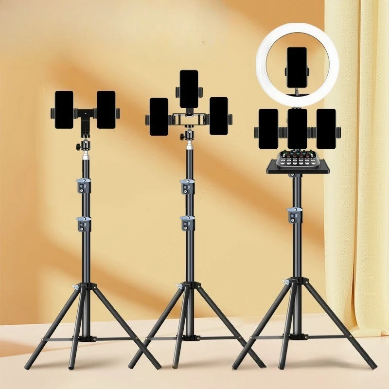 Professional mobile phone holder for live broadcast with filling light Multi-mobile phone dual-position drop