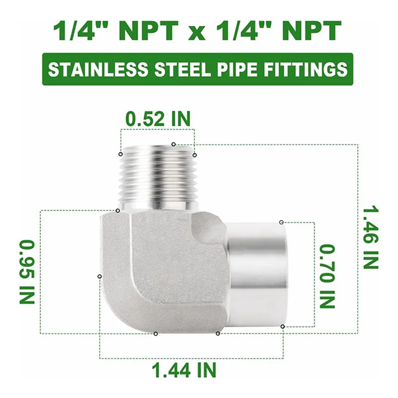ABVJ-2PCS 90 درجة 1/4 بوصة NPT أنبوب ذكر إلى 1/4 بوصة NPT أنثى الشارع الكوع الفولاذ المقاوم للصدأ بارستوك صالح