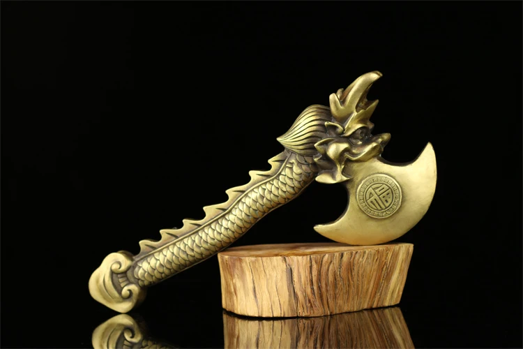 

Bring in wealth HOME office WALL 2019TOP Money Drawing efficacious Mascot # GOLD dragon FU AXE FENG SHUI Brass statue