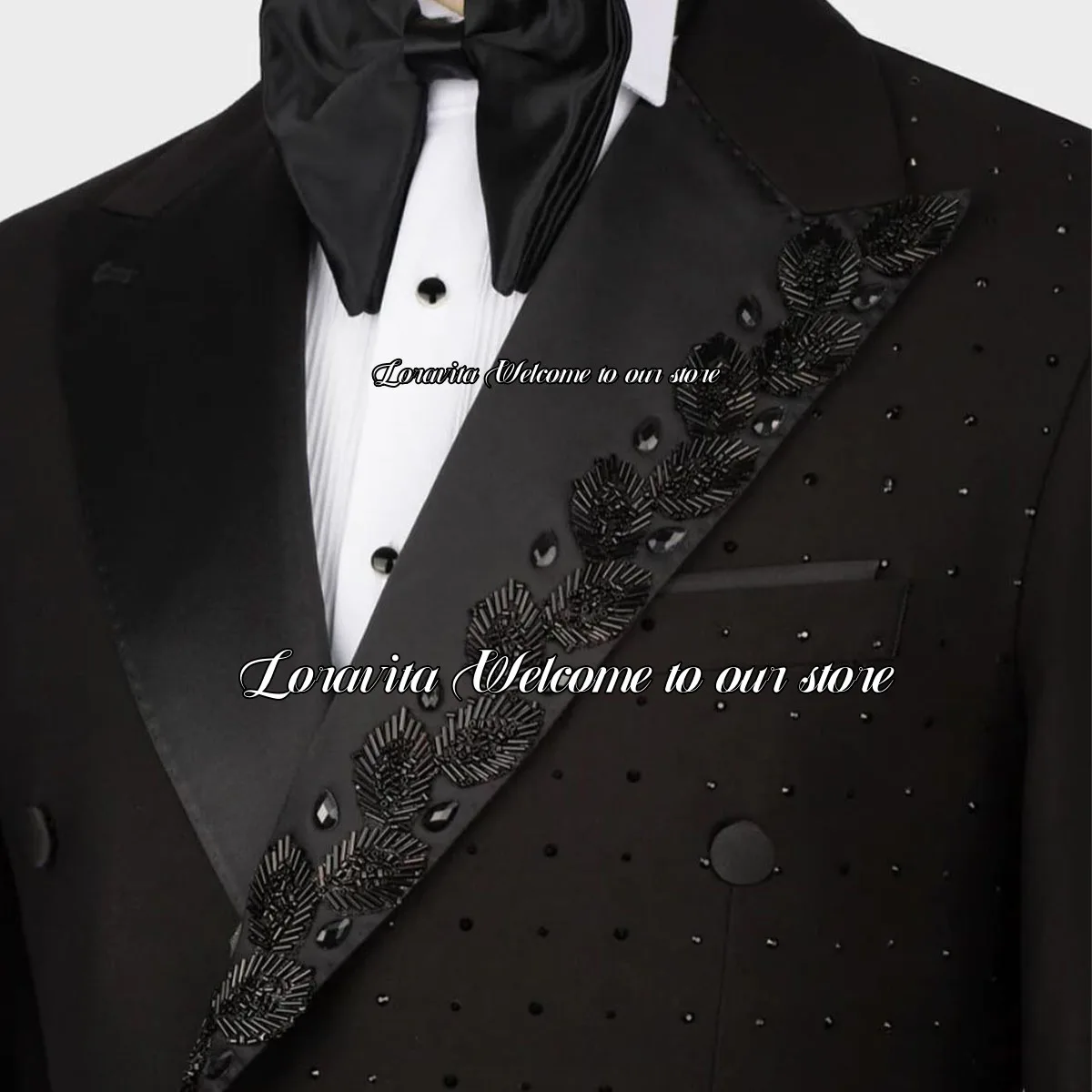 Luxury Beaded Tuxedos Men Suits Notch Lapel Wedding Groom Sparkly Crystals Male Prom Blazers 2 Pieces traje de hombre elegante